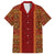 Hawaii Style Hibiscus and Tribal Element Fabric Patchwork Family Matching Off Shoulder Maxi Dress and Hawaiian Shirt LT03 Dad's Shirt - Short Sleeve Red - Polynesian Pride