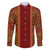 Hawaii Style Hibiscus and Tribal Element Fabric Patchwork Family Matching Off Shoulder Maxi Dress and Hawaiian Shirt LT03 Dad's Shirt - Long Sleeve Red - Polynesian Pride