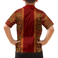 Hawaii Style Hibiscus and Tribal Element Fabric Patchwork Family Matching Tank Maxi Dress and Hawaiian Shirt LT03 - Polynesian Pride