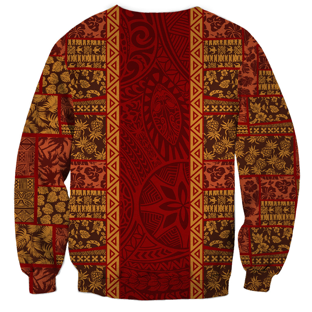 Hawaii Style Hibiscus and Tribal Element Fabric Patchwork Sweatshirt LT03 - Polynesian Pride