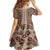 Hawaii Style Hibiscus and Tribal Element Fabric Patchwork Family Matching Off Shoulder Maxi Dress and Hawaiian Shirt Beige Version LT03 - Polynesian Pride