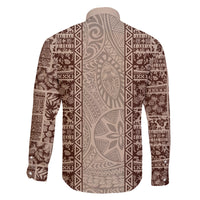 Hawaii Style Hibiscus and Tribal Element Fabric Patchwork Family Matching Off Shoulder Short Dress and Hawaiian Shirt Beige Version LT03 - Polynesian Pride
