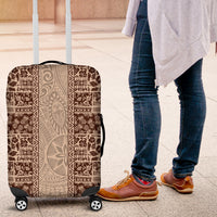 Hawaii Style Hibiscus and Tribal Element Fabric Patchwork Luggage Cover Beige Version LT03 Beige - Polynesian Pride
