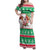 Hawaii Mele Kalikimaka Family Matching Off Shoulder Maxi Dress and Hawaiian Shirt Aloha Santa and Palm Tree Mix Kakau Pattern LT03 Mom's Dress Green - Polynesian Pride