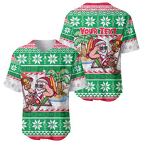 Custom Hawaii Mele Kalikimaka Baseball Jersey Aloha Santa and Palm Tree Mix Kakau Pattern LT03 - Polynesian Pride