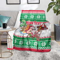 Custom Hawaii Mele Kalikimaka Blanket Aloha Santa and Palm Tree Mix Kakau Pattern LT03 - Polynesian Pride