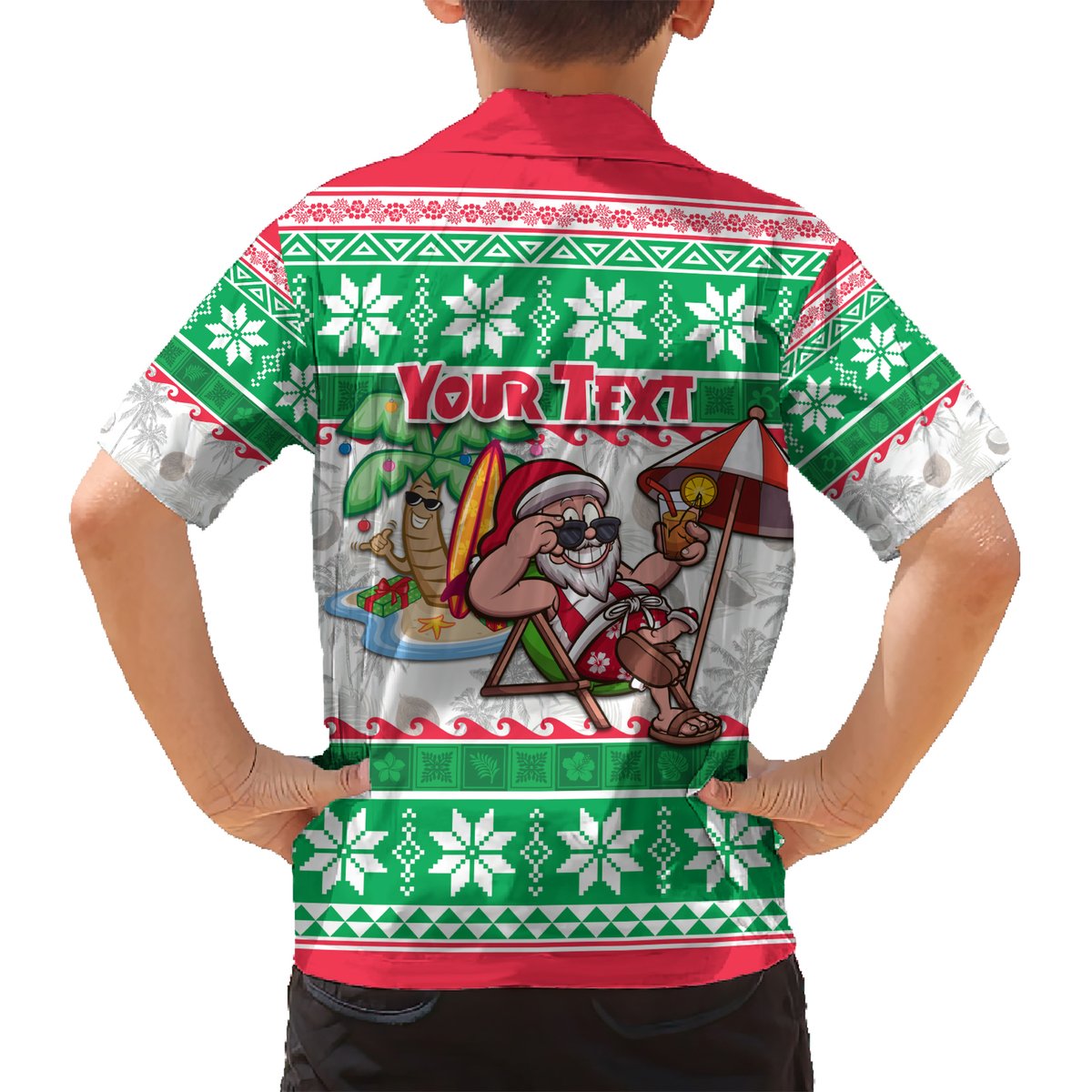 Custom Hawaii Mele Kalikimaka Hawaiian Shirt Aloha Santa and Palm Tree Mix Kakau Pattern LT03 - Polynesian Pride