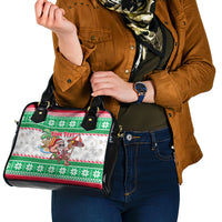 Custom Hawaii Mele Kalikimaka Shoulder Handbag Aloha Santa and Palm Tree Mix Kakau Pattern LT03 - Polynesian Pride