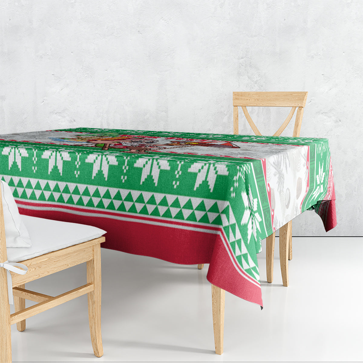 Custom Hawaii Mele Kalikimaka Tablecloth Aloha Santa and Palm Tree Mix Kakau Pattern LT03 - Polynesian Pride