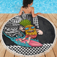 Hawaii Pineapple Surfing With Kakau Tribal Beach Blanket LT03 - Polynesian Pride