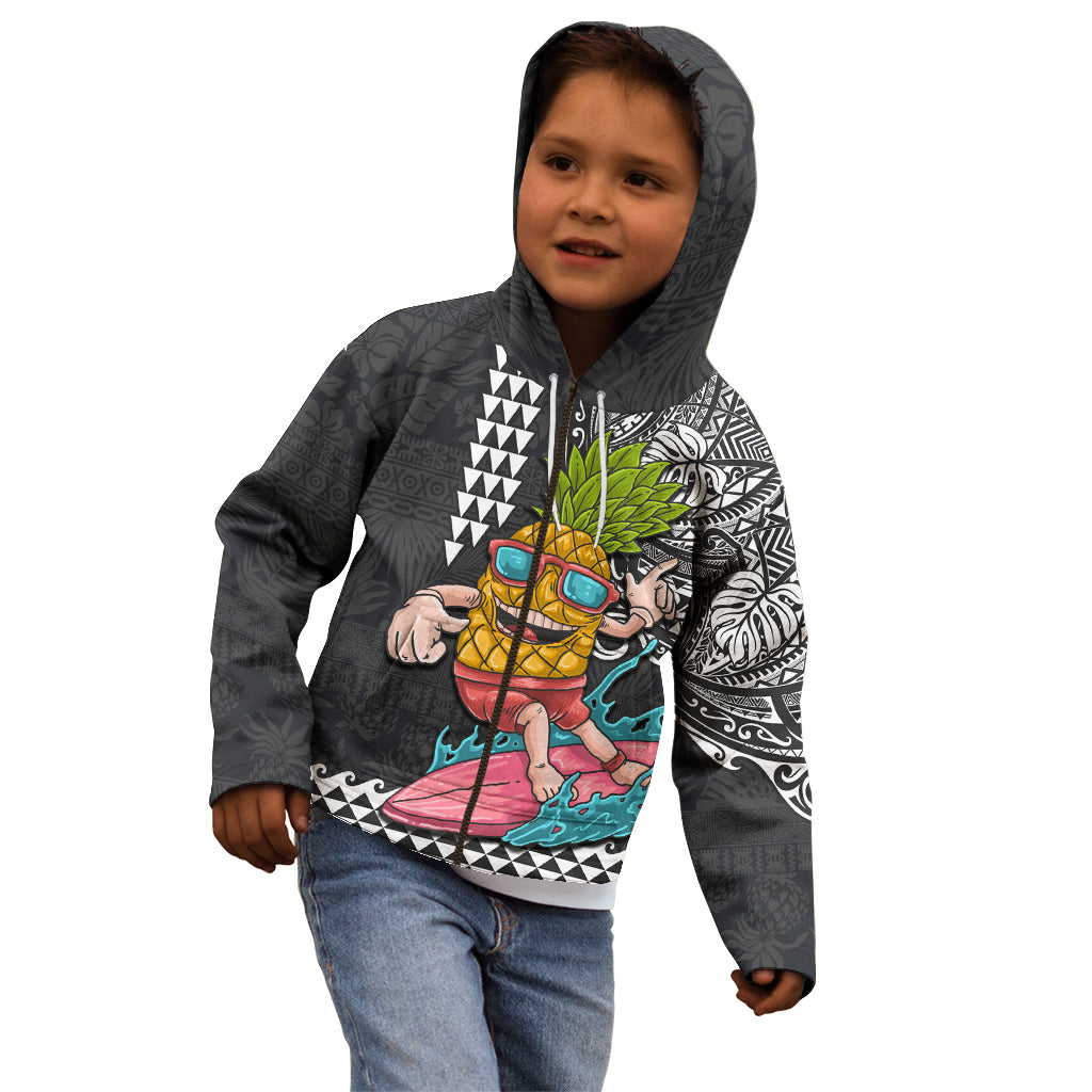 Hawaii Pineapple Surfing With Kakau Tribal Kid Hoodie LT03 - Polynesian Pride