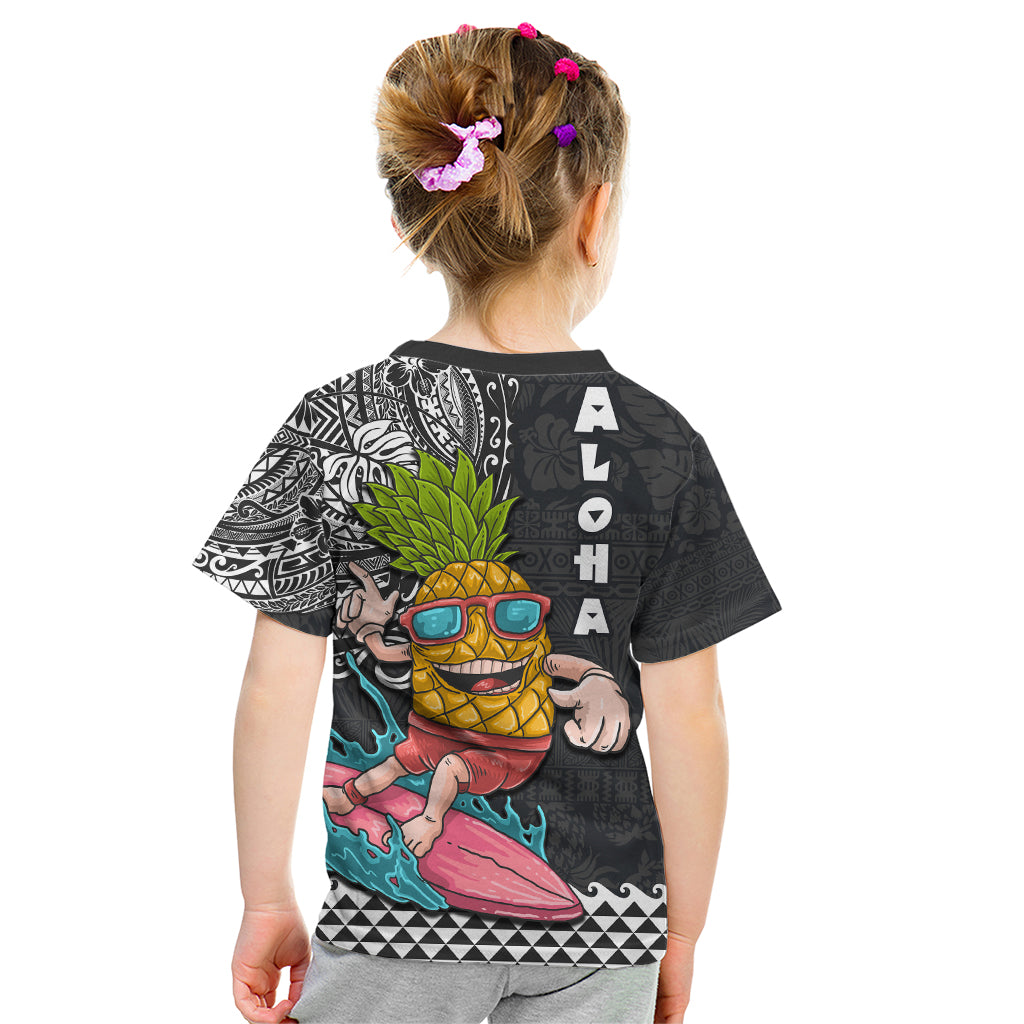 Hawaii Pineapple Surfing With Kakau Tribal Kid T Shirt LT03 - Polynesian Pride