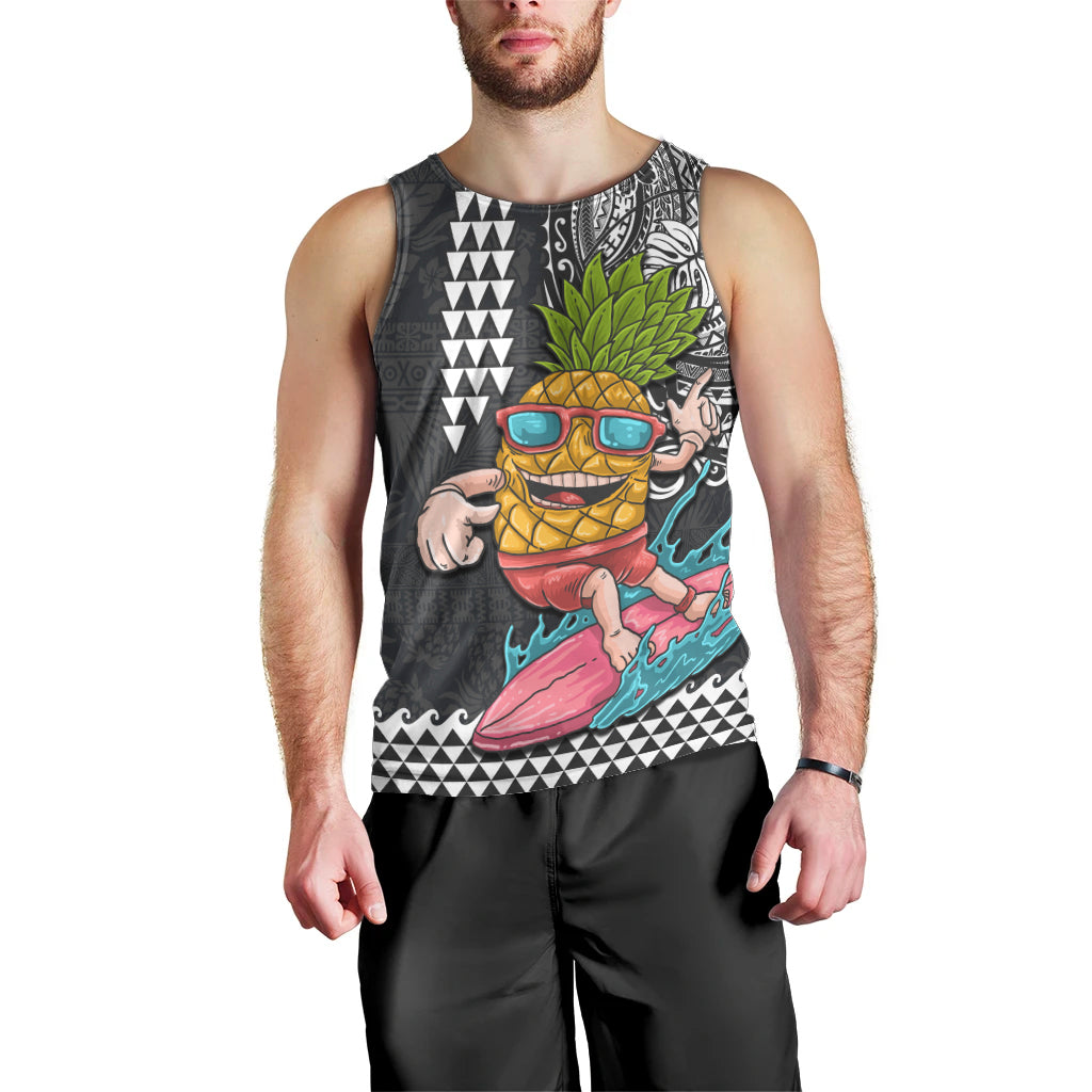 Hawaii Pineapple Surfing With Kakau Tribal Men Tank Top LT03 - Polynesian Pride
