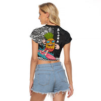 Hawaii Pineapple Surfing With Kakau Tribal Raglan Cropped T Shirt LT03 - Polynesian Pride