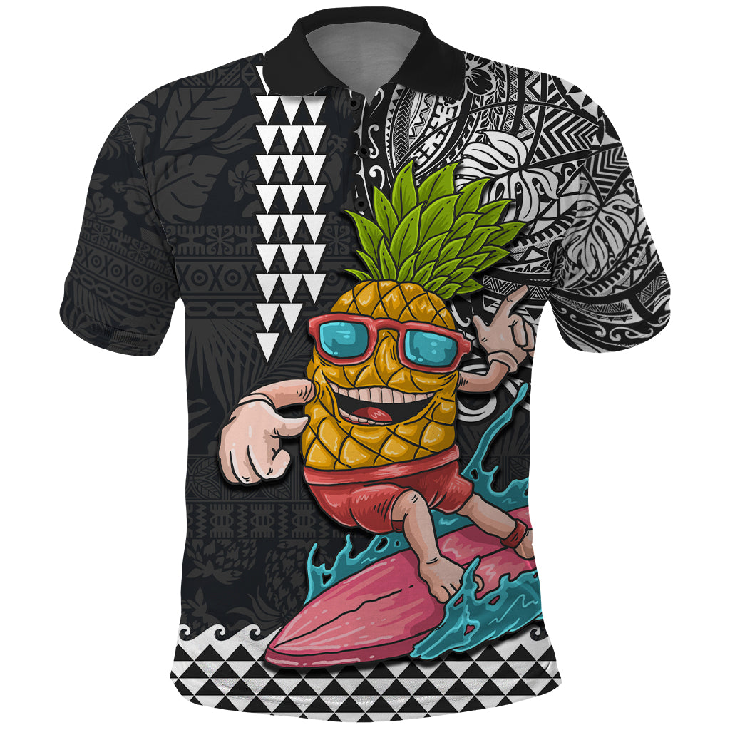 Hawaii Pineapple Surfing Kakau Tribal Personalised Polo Shirt LT03 Brown - Polynesian Pride
