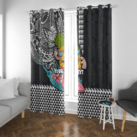 Hawaii Pineapple Surfing Kakau Tribal Personalised Window Curtain LT03 With Grommets Brown - Polynesian Pride