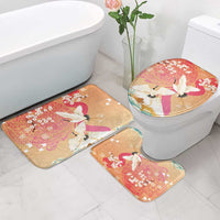 Hawaiian and Japanese Culture Together Bathroom Set Kakau Art Tattoo with Cranes and Sakura Spring Vibe LT03 - Polynesian Pride