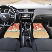 Hawaiian and Japanese Culture Together Car Mats Kakau Art Tattoo with Cranes and Sakura Spring Vibe - Polynesian Pride