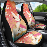 Hawaiian and Japanese Culture Together Car Seat Cover Kakau Art Tattoo with Cranes and Sakura Spring Vibe LT03 - Polynesian Pride