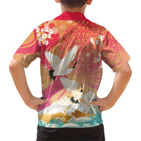 Hawaiian and Japanese Culture Together Hawaiian Shirt Kakau Art Tattoo with Cranes and Sakura Spring Vibe LT03 - Polynesian Pride