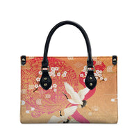Hawaiian and Japanese Culture Together Leather Bag Kakau Art Tattoo with Cranes and Sakura Spring Vibe LT03 - Polynesian Pride