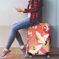 Hawaiian and Japanese Culture Together Luggage Cover Kakau Art Tattoo with Cranes and Sakura Spring Vibe LT03 - Polynesian Pride