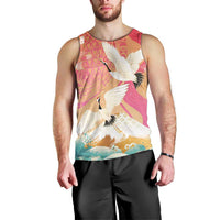 Hawaiian and Japanese Culture Together Men Tank Top Kakau Art Tattoo with Cranes and Sakura Spring Vibe LT03 - Polynesian Pride