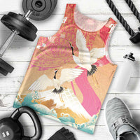 Hawaiian and Japanese Culture Together Men Tank Top Kakau Art Tattoo with Cranes and Sakura Spring Vibe LT03 - Polynesian Pride