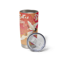 Hawaiian and Japanese Culture Together Tumbler Cup Kakau Art Tattoo with Cranes and Sakura Spring Vibe LT03 - Polynesian Pride