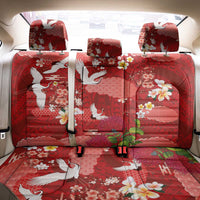 Hawaiian and Japanese Culture Together Back Car Seat Cover Red Ohia Lehua Plumeria and Sakura Blooming LT03 - Polynesian Pride