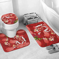 Hawaiian and Japanese Culture Together Bathroom Set Red Ohia Lehua Plumeria and Sakura Blooming LT03 Mat Set Only (3 pcs) One Size Red - Polynesian Pride