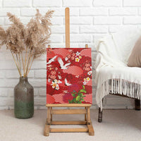 Hawaiian and Japanese Culture Together Canvas Wall Art Red Ohia Lehua Plumeria and Sakura Blooming LT03 - Polynesian Pride