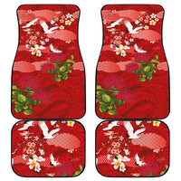Hawaiian and Japanese Culture Together Car Mats Red Ohia Lehua Plumeria and Sakura Blooming LT03 - Polynesian Pride