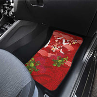 Hawaiian and Japanese Culture Together Car Mats Red Ohia Lehua Plumeria and Sakura Blooming LT03 - Polynesian Pride