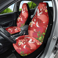 Hawaiian and Japanese Culture Together Car Seat Cover Red Ohia Lehua Plumeria and Sakura Blooming LT03 - Polynesian Pride