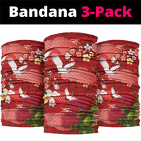 Hawaiian and Japanese Culture Together Neck Gaiter Red Ohia Lehua Plumeria and Sakura Blooming LT03 package One Size: 25*50cm Red - Polynesian Pride