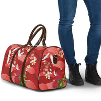 Hawaiian and Japanese Culture Together Travel Bag Red Ohia Lehua Plumeria and Sakura Blooming LT03 - Polynesian Pride