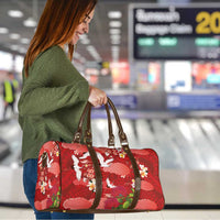 Hawaiian and Japanese Culture Together Travel Bag Red Ohia Lehua Plumeria and Sakura Blooming LT03 - Polynesian Pride