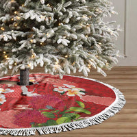 Hawaiian and Japanese Culture Together Tree Skirt Red Ohia Lehua Plumeria and Sakura Blooming LT03 - Polynesian Pride