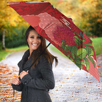 Hawaiian and Japanese Culture Together Umbrella Red Ohia Lehua Plumeria and Sakura Blooming LT03 - Polynesian Pride