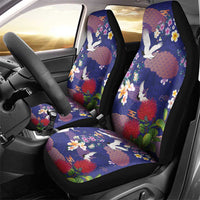 Hawaiian and Japanese Culture Together Car Seat Cover Blue Ohia Lehua Plumeria and Sakura Blooming LT03 - Polynesian Pride