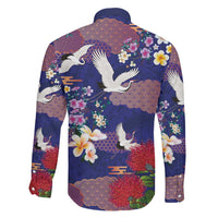 Hawaiian and Japanese Culture Together Family Matching Puletasi and Hawaiian Shirt Blue Ohia Lehua Plumeria and Sakura Blooming LT03 - Polynesian Pride