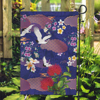 Hawaiian and Japanese Culture Together Garden Flag Blue Ohia Lehua Plumeria and Sakura Blooming LT03 Garden Flag Blue - Polynesian Pride