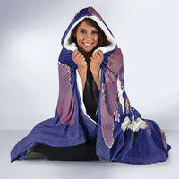 Hawaiian and Japanese Culture Together Hooded Blanket Blue Ohia Lehua Plumeria and Sakura Blooming LT03 - Polynesian Pride
