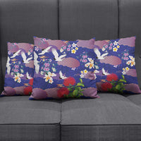 Hawaiian and Japanese Culture Together Pillow Cover Blue Ohia Lehua Plumeria and Sakura Blooming LT03 - Polynesian Pride