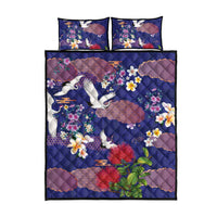 Hawaiian and Japanese Culture Together Quilt Bed Set Blue Ohia Lehua Plumeria and Sakura Blooming LT03 - Polynesian Pride