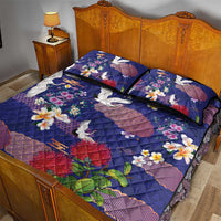 Hawaiian and Japanese Culture Together Quilt Bed Set Blue Ohia Lehua Plumeria and Sakura Blooming LT03 - Polynesian Pride