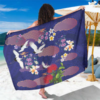 Hawaiian and Japanese Culture Together Sarong Blue Ohia Lehua Plumeria and Sakura Blooming LT03 One Size 44 x 66 inches Blue - Polynesian Pride