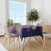 Hawaiian and Japanese Culture Together Tablecloth Blue Ohia Lehua Plumeria and Sakura Blooming - Polynesian Pride