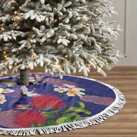Hawaiian and Japanese Culture Together Tree Skirt Blue Ohia Lehua Plumeria and Sakura Blooming LT03 - Polynesian Pride